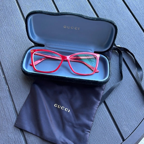 Gucci GG0025O Eyeglass Frames in Red - Picture 1 of 6